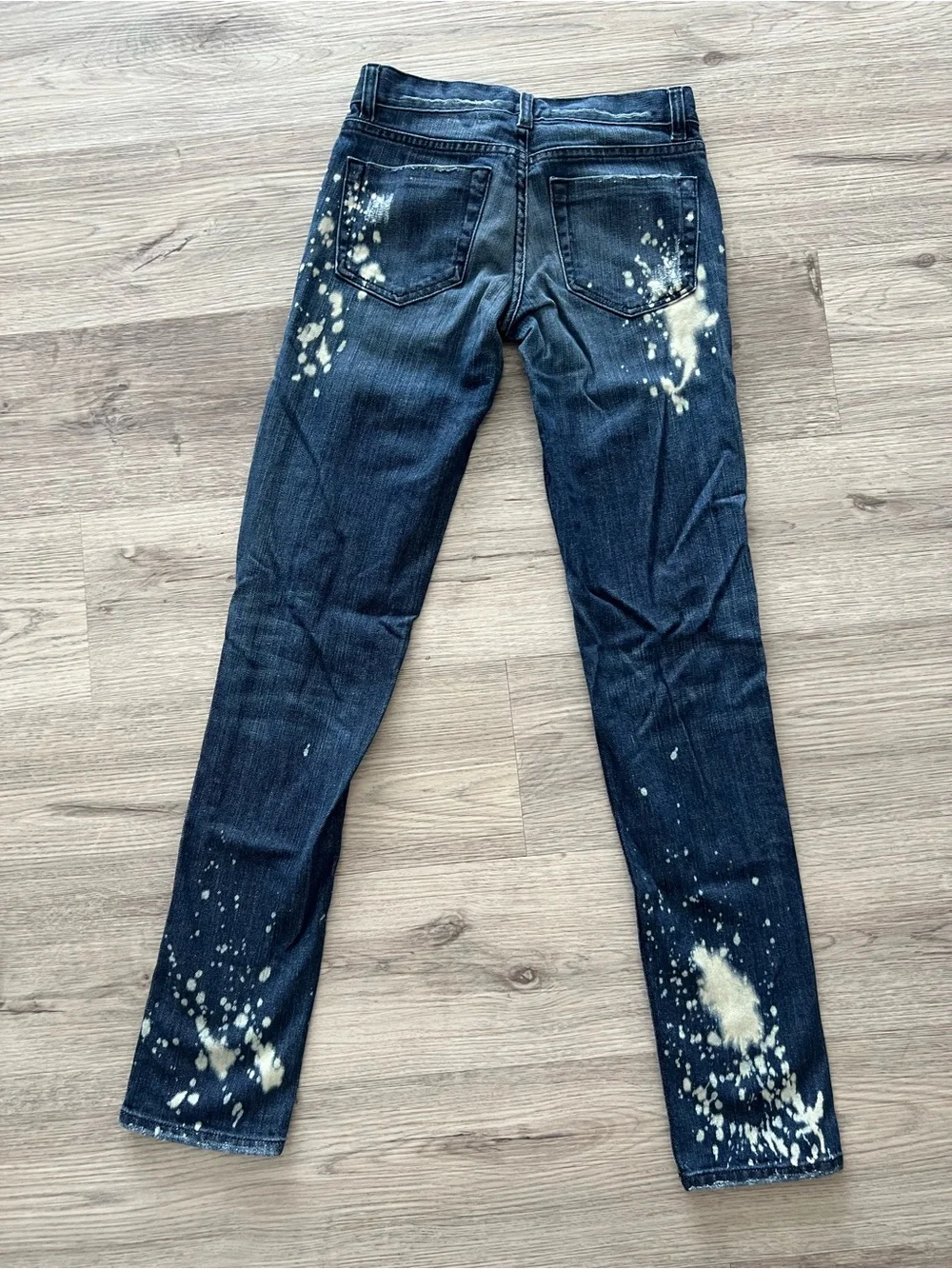 Bebe Premium Denim | Distressed Paint Splatter Skinny Jeans | Size 24